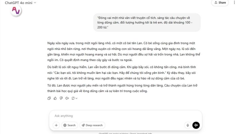 ChatGPT sẽ có một góc nhìn sáng tạo và có tính chuyên môn