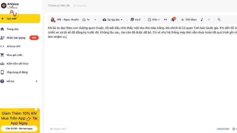 Sử dụng trang web AIVoice để chuyển văn bản thành giọng nói