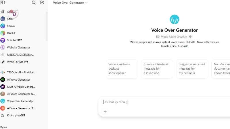 Sử dụng “trợ lý” Voice Over Generator để lên hoặc chỉnh sửa kịch bản sao cho phù hợp với nhu cầu