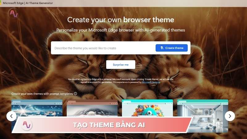 Hướng dẫn cách tạo theme bằng AI Microsoft Edge và Chrome