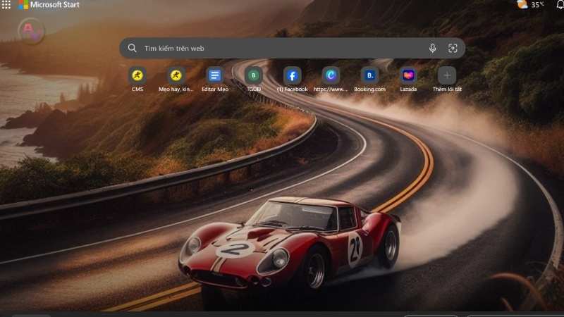 Giao diện hoàn thiện của theme Microsoft Edge