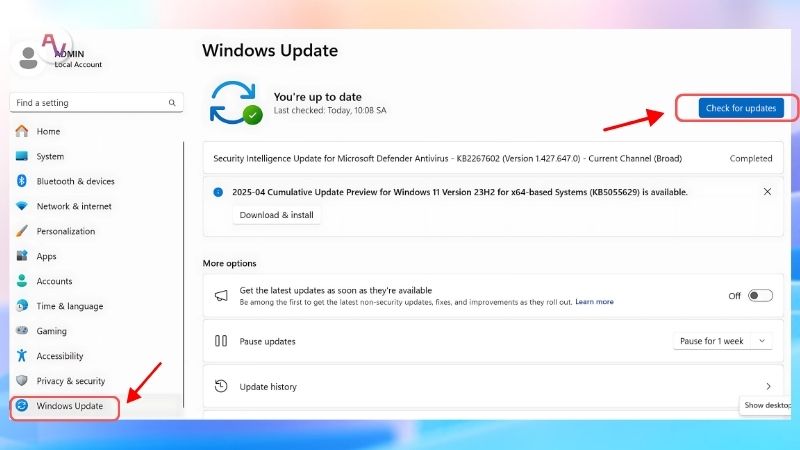 Cập nhật lại Windows
