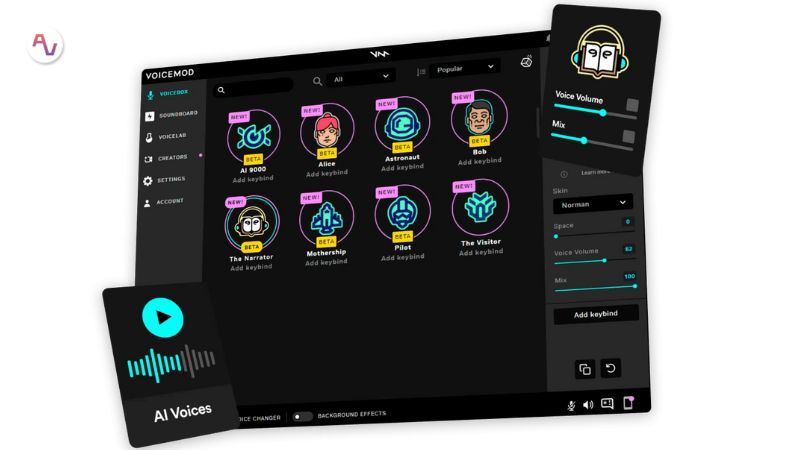 Giao diện AI voice tạo giọng thời gian thực dùng trong gọi điện, game hoặc stream