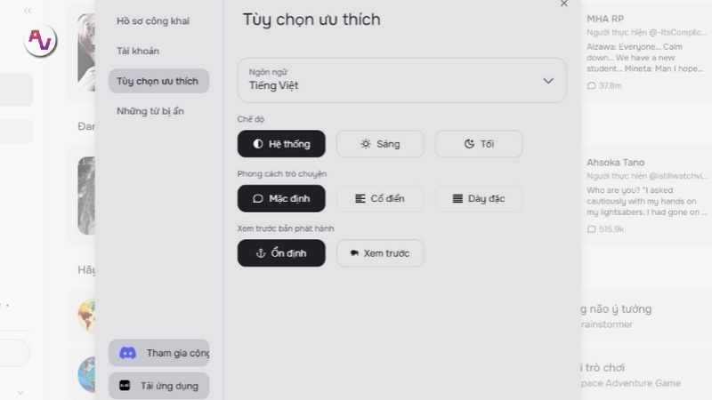 Bạn có thể tạo nhân vật và trò chuyện bằng tiếng Việt dễ dàng