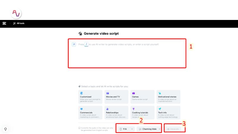 Cách tạo văn bản thành video AI trên CapCut - Bước 2