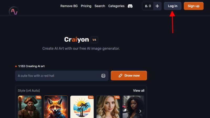 Cách đăng nhập tài khoản Craiyon AI