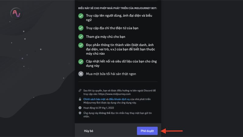 Tham gia máy chủ Discord của Midjourney