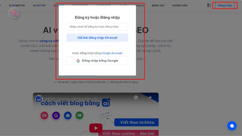 Đăng nhập để sử dụng AIKTP