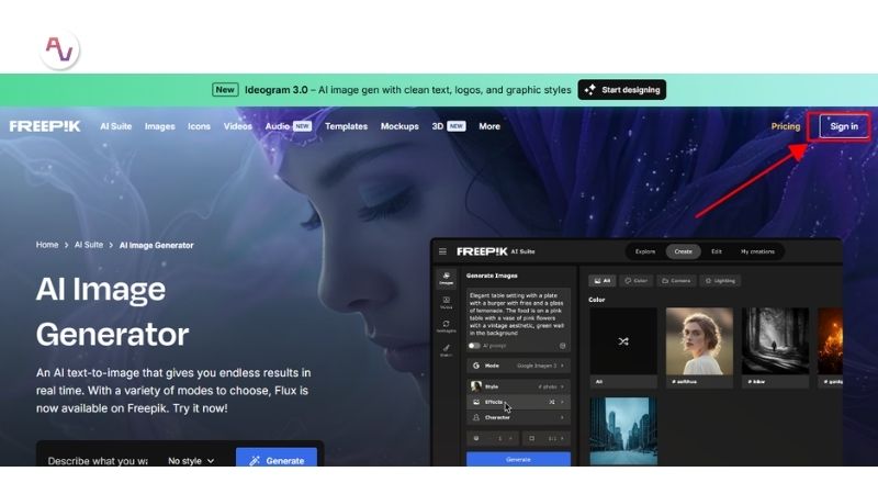 Cách tạo tài khoản Freepik AI - Bước 1