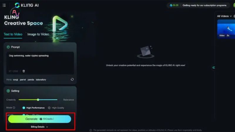 Cách tạo video bằng Kling AI - Bước 2