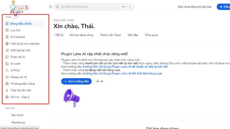 Hướng dẫn sử dụng Laho AI