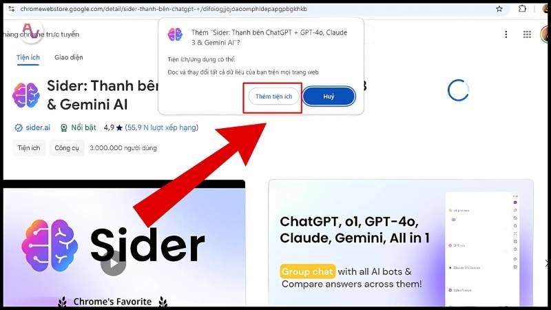 Nhấn “Thêm tiện ích” để xác nhận
