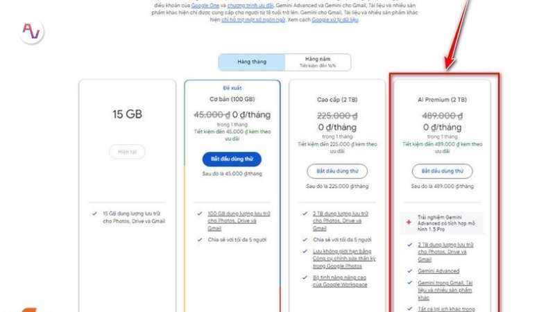 Dùng gói Google One AI Premium