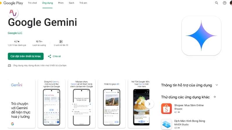 Tải Gemini về điện thoại để sử dụng