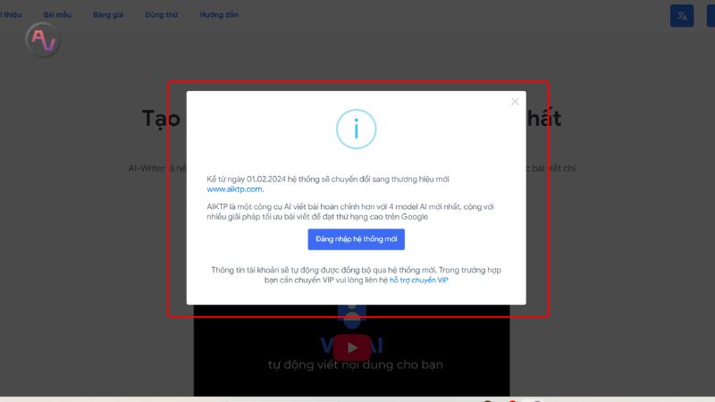 WriAi đã chuyển sang hệ thống mới